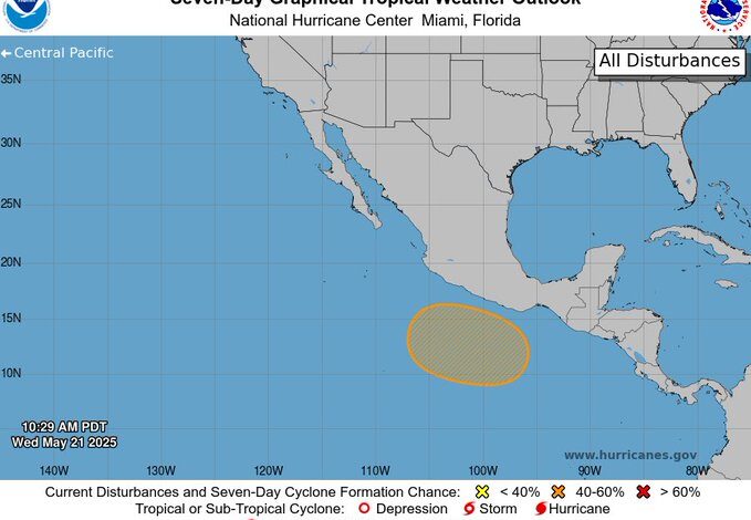 Disturbio tropical frente a costas del pacífico Mexicano