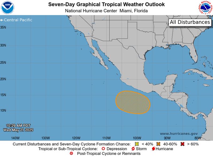 Disturbio tropical frente a costas del pacífico Mexicano