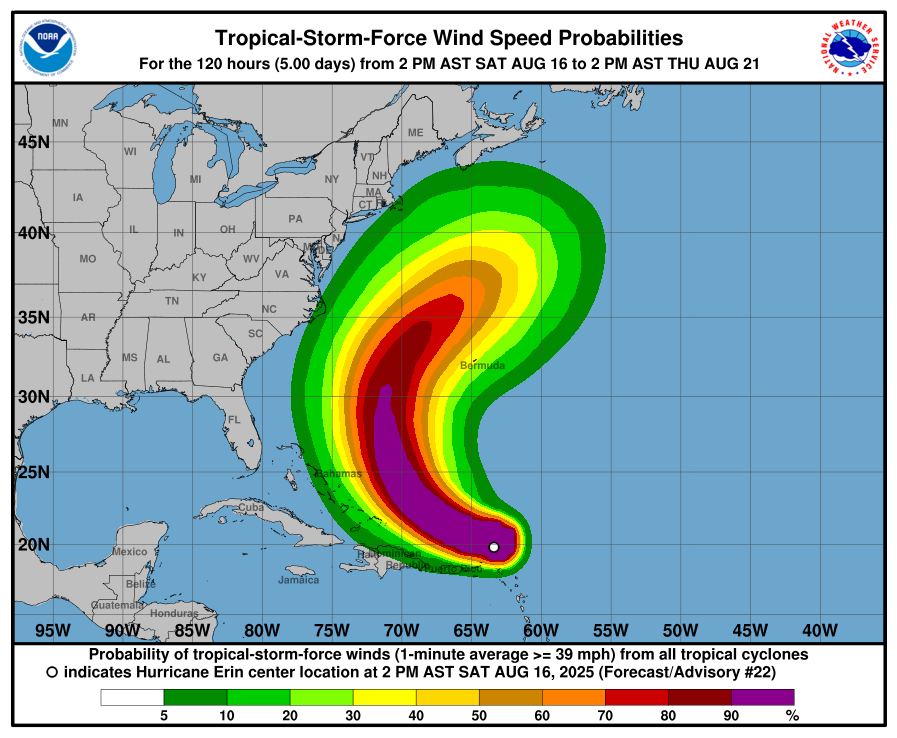Huracán Erin se Intensifica a Categoría 5 y Amenaza con Fuertes Rachas a Puerto Rico, República Dominicana y Haití