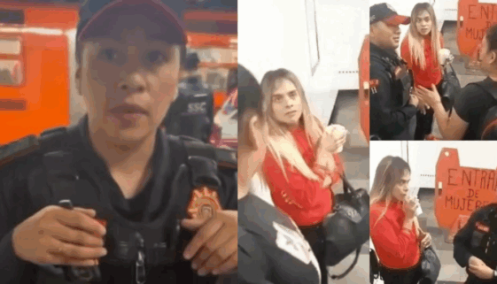Mujer Trans y Policia metro CDMX
