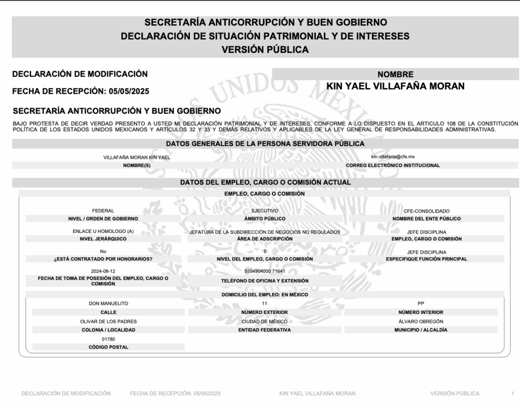 Revelan empleo de hijo de senador morenista en CFE con salario superior a 1.4 millones de pesos anuales